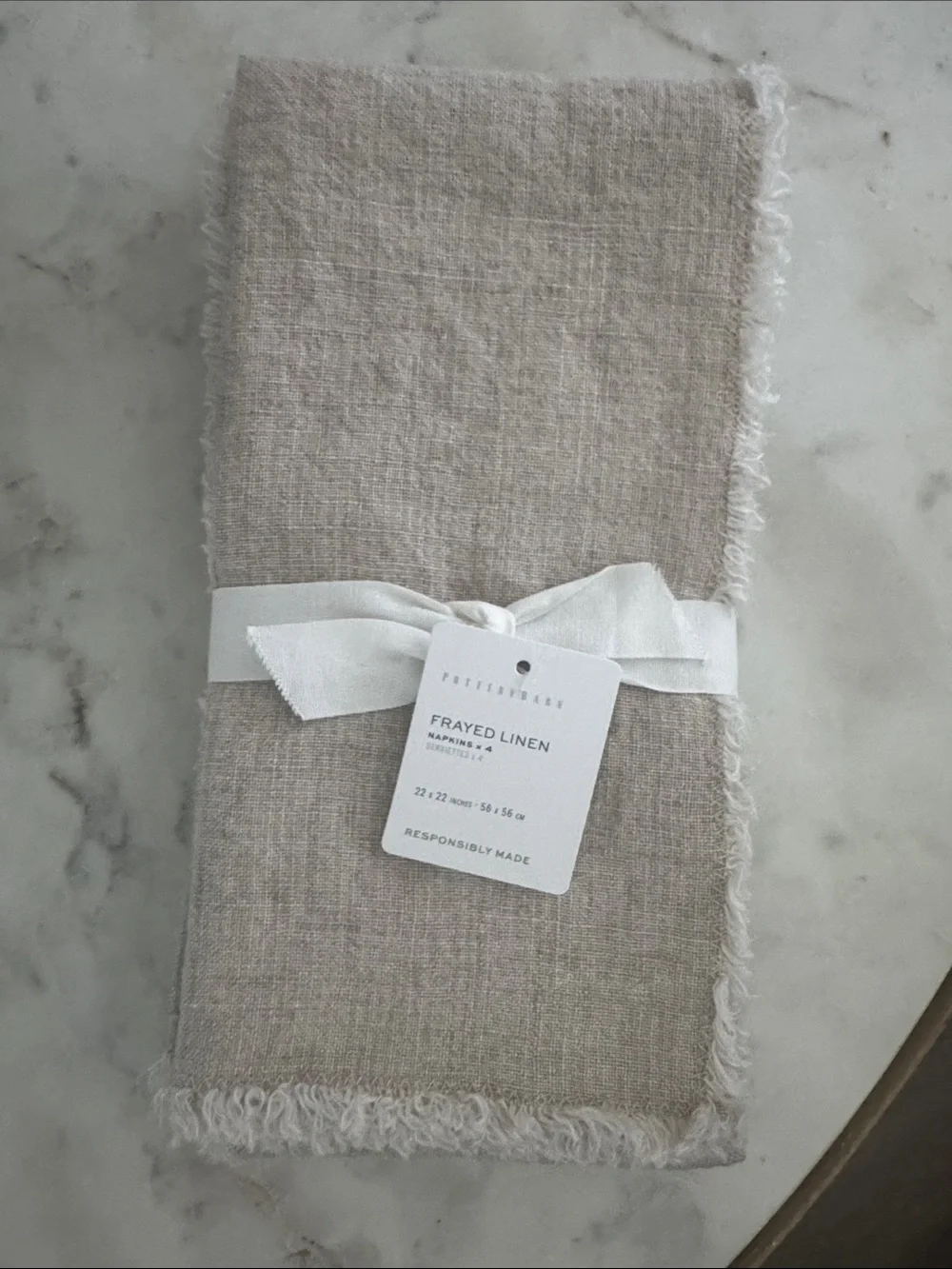 Pottery Barn Frayed Linen Napkins in Natural